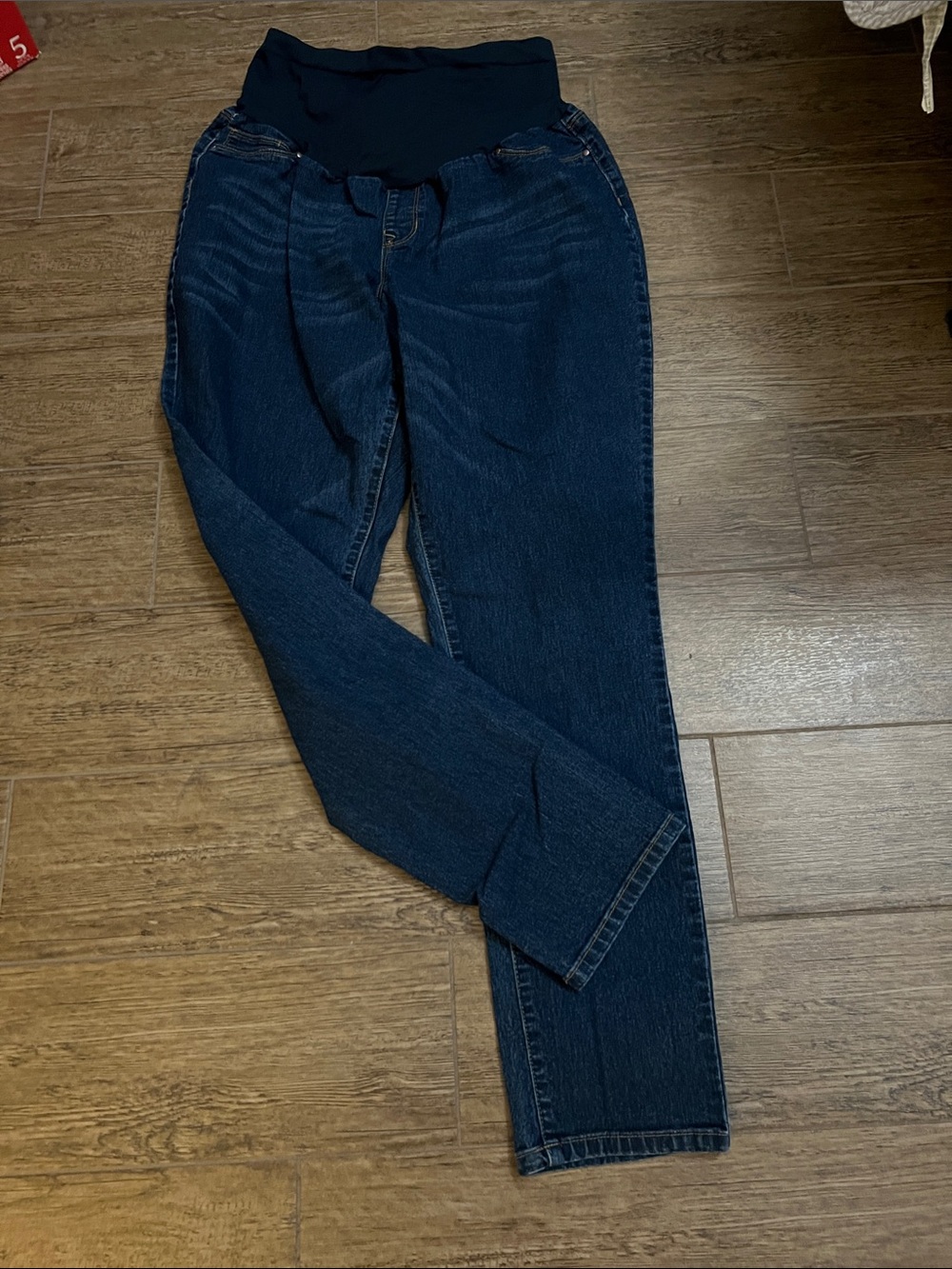 Hybrid & company Navy Blue Maternity Jeans with Black Waistband